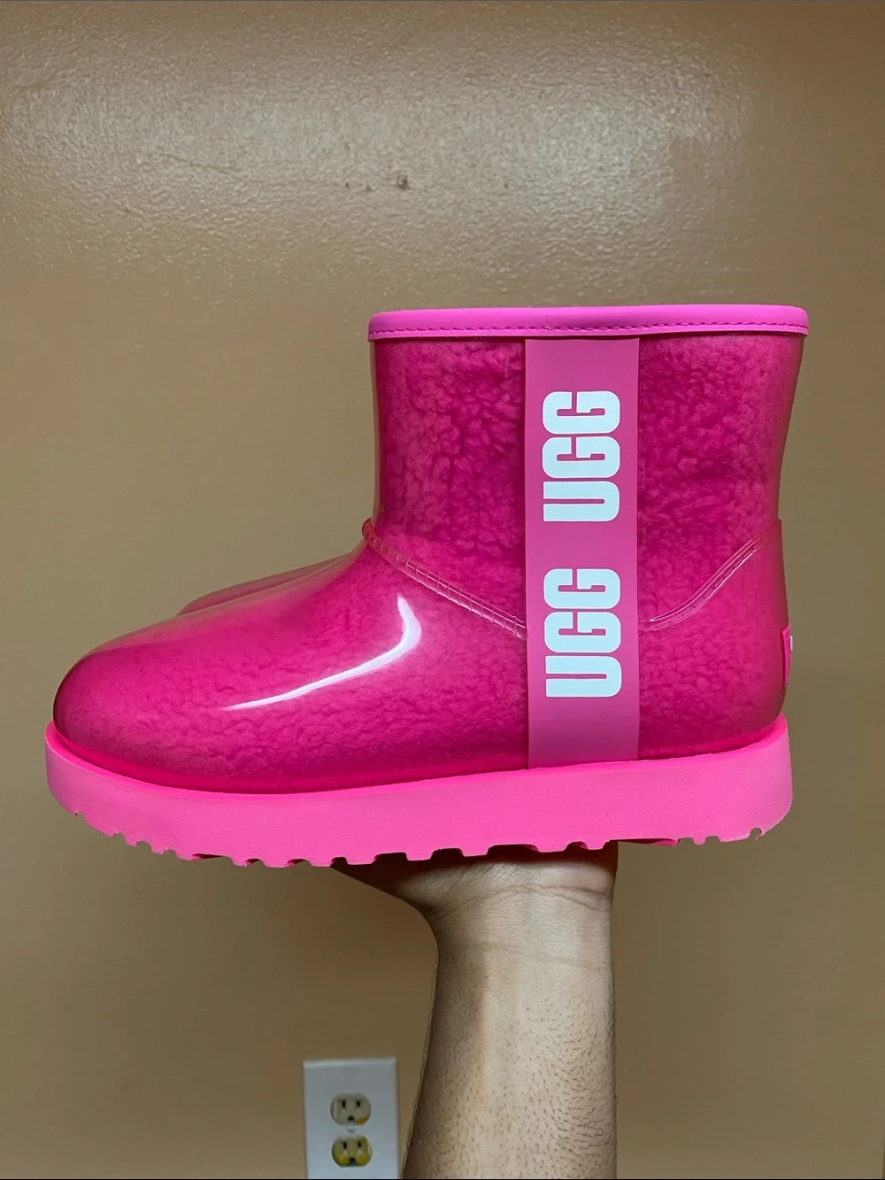 UGG Classic Clear Mini Women’s Waterproof Boots “Rock Rose Taffy Pink” Size 7